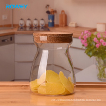 Premium cone shaped airtight glass spaghetti jar with cork lid kitchen storage jars plastic